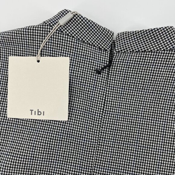 NEW TIBI HUDSON‎ Mock-Neck Houndstooth Sleeveless Blouse Luxury Business Size XS - Picture 6 of 11